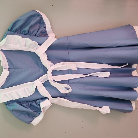 Alice In Wonderland Costume Blue Dress with Apron And Bow🐇 - Picture 3 of 4